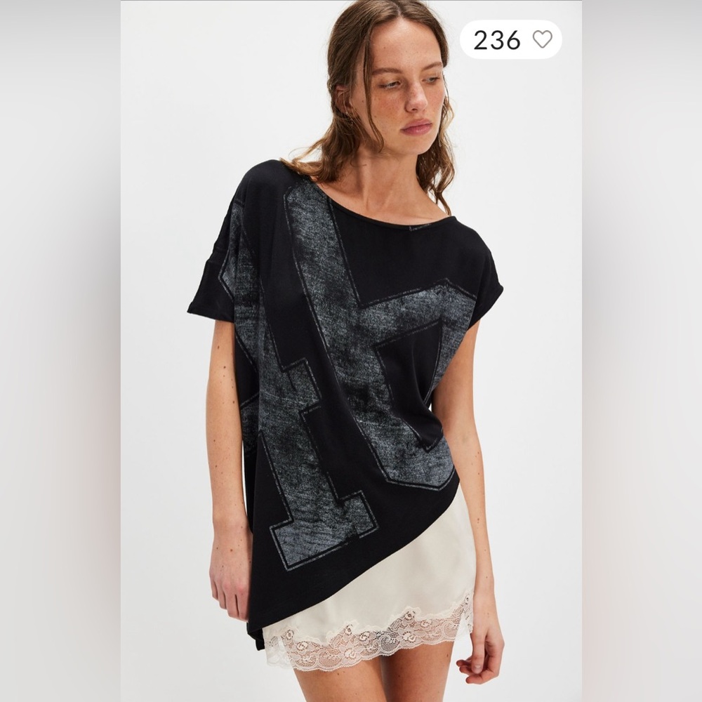 Free People X Sunday Market Sideline Tee in Black Size XS NWT